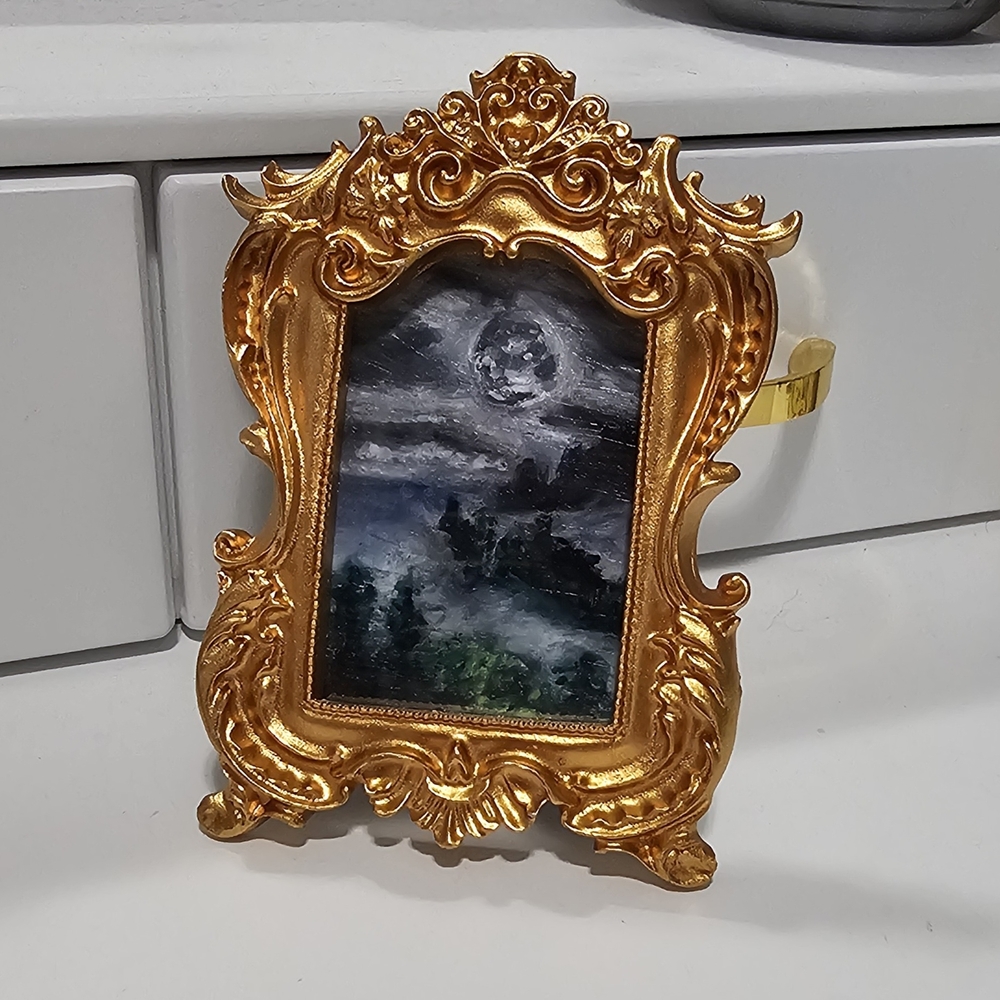 Oil Pastel Landscape With Vintage Frame